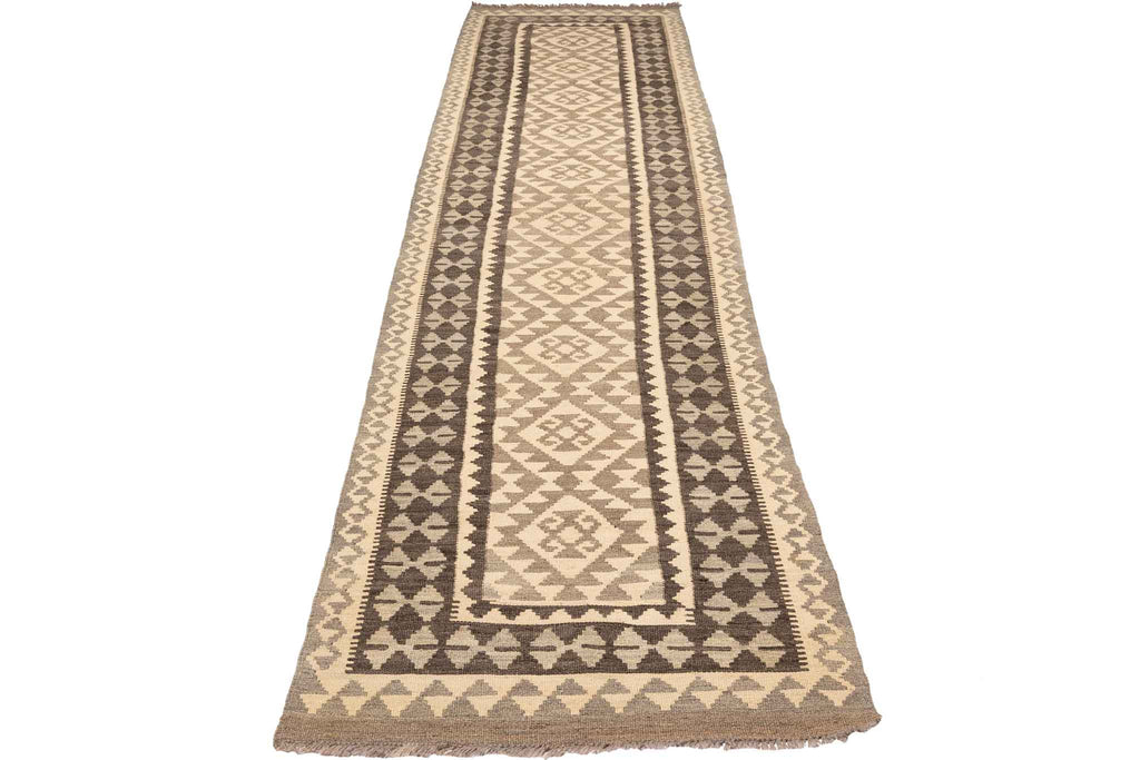 Handgewebter Kelim-Teppich aus Schurwolle, 83 × 390 cm