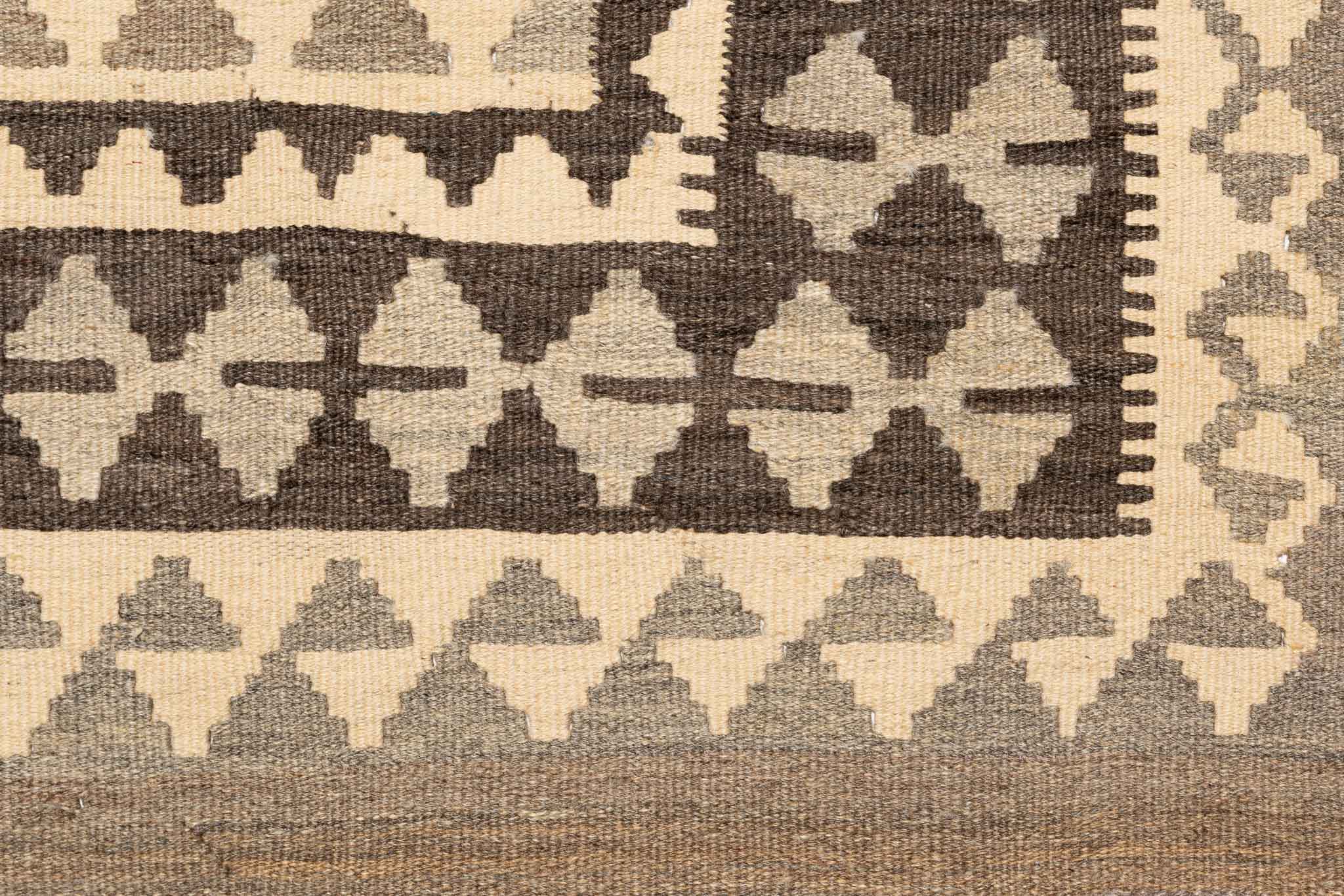 Handgewebter Kelim-Teppich aus Schurwolle, 83 × 390 cm