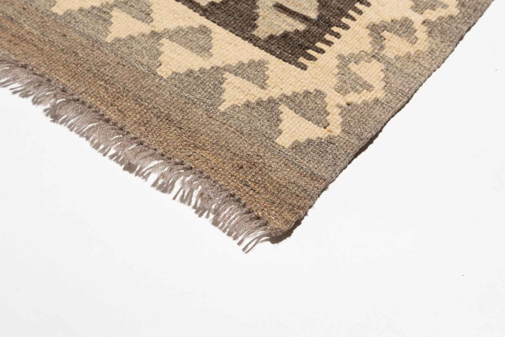 Handgewebter Kelim-Teppich aus Schurwolle, 83 × 390 cm