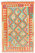 Handgewebter Kelim-Teppich aus Schurwolle, 100 × 153 cm