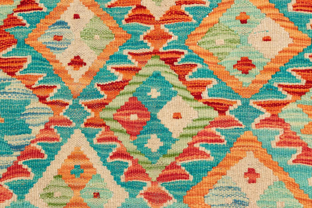 Handgewebter Kelim-Teppich aus Schurwolle, 100 × 153 cm