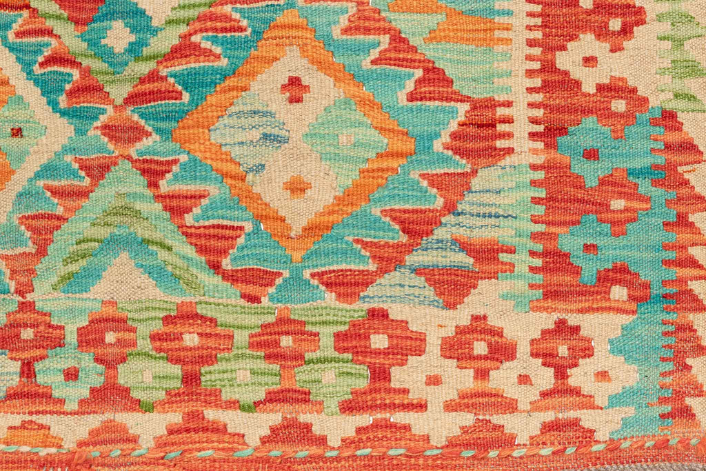 Handgewebter Kelim-Teppich aus Schurwolle, 100 × 153 cm