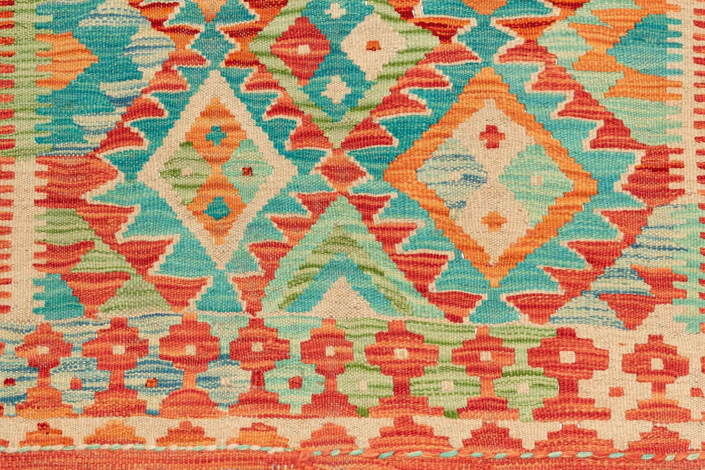 Handgewebter Kelim-Teppich aus Schurwolle, 100 × 153 cm