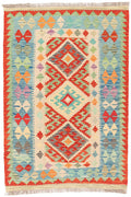 Handgewebter Kelim-Teppich aus Schurwolle, 100 × 150 cm