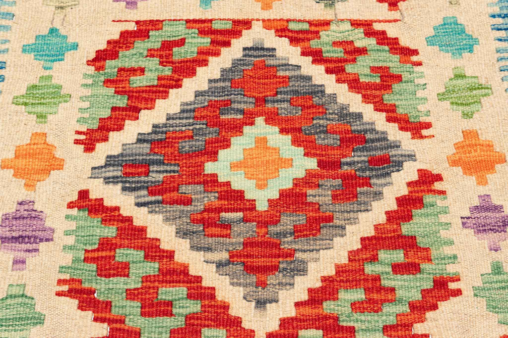 Handgewebter Kelim-Teppich aus Schurwolle, 100 × 150 cm