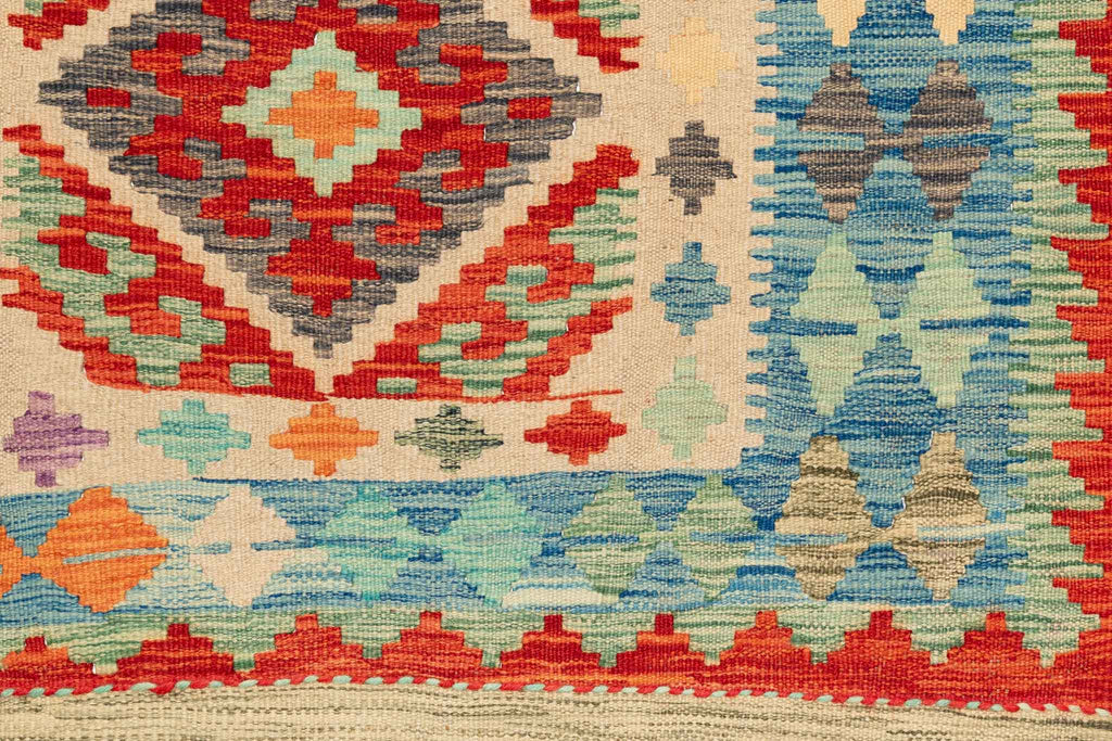Handgewebter Kelim-Teppich aus Schurwolle, 100 × 150 cm