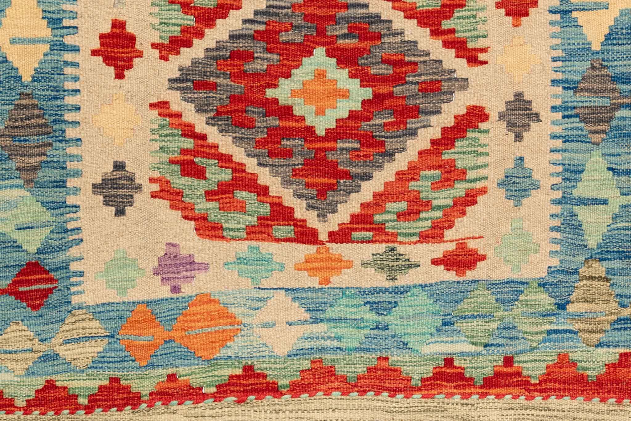 Handgewebter Kelim-Teppich aus Schurwolle, 100 × 150 cm