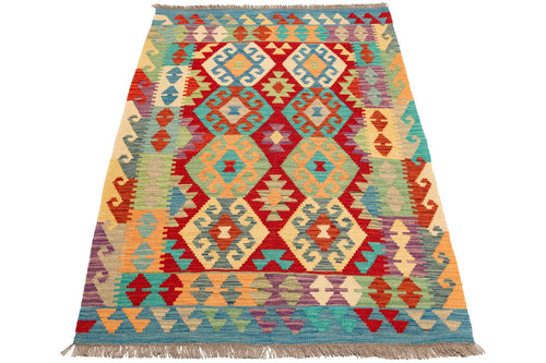 Handgewebter Kelim-Teppich aus Schurwolle, 107 × 152 cm