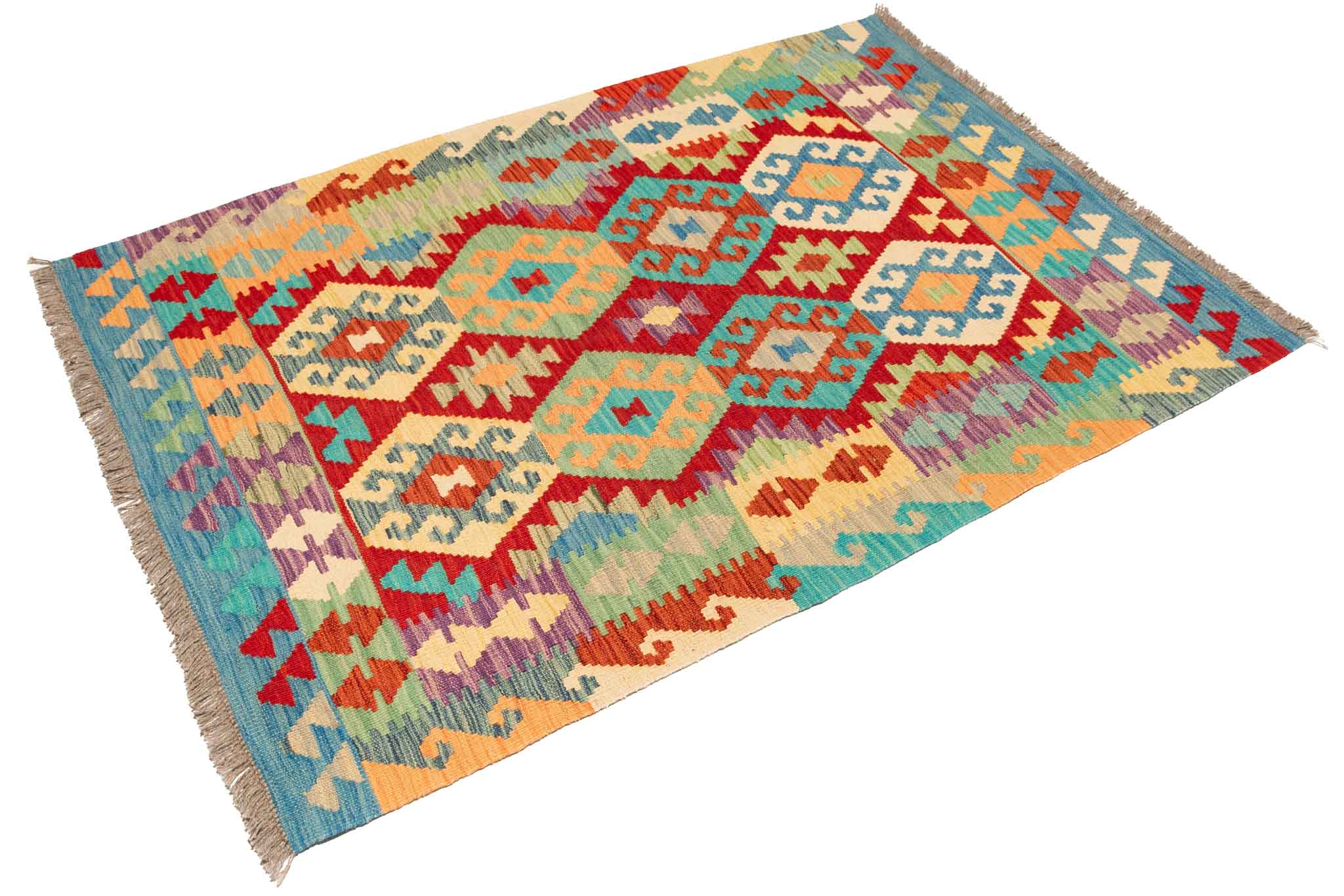 Handgewebter Kelim-Teppich aus Schurwolle, 107 × 152 cm