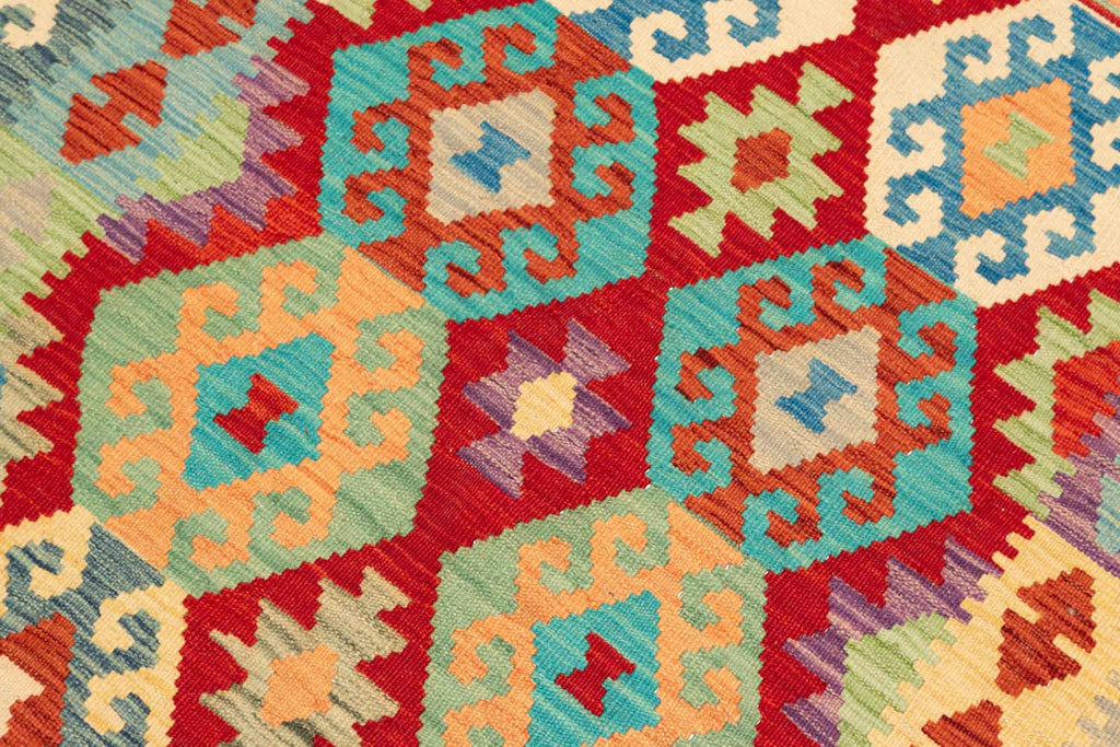 Handgewebter Kelim-Teppich aus Schurwolle, 107 × 152 cm