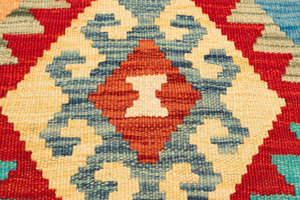 Handgewebter Kelim-Teppich aus Schurwolle, 107 × 152 cm