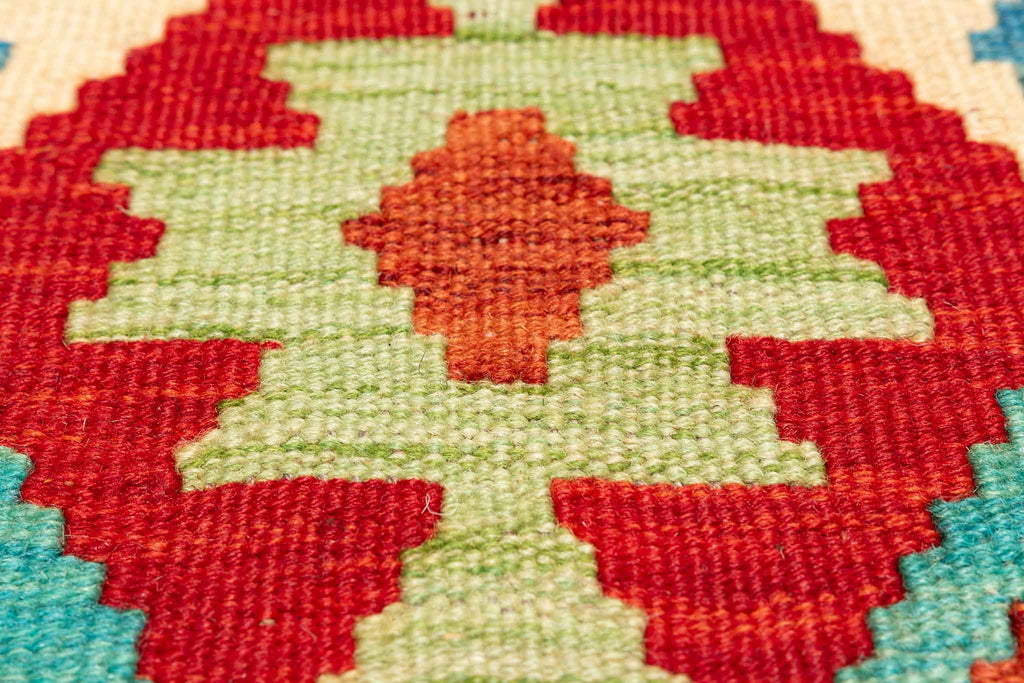 Handgewebter Kelim-Teppich aus Schurwolle, 107 × 152 cm