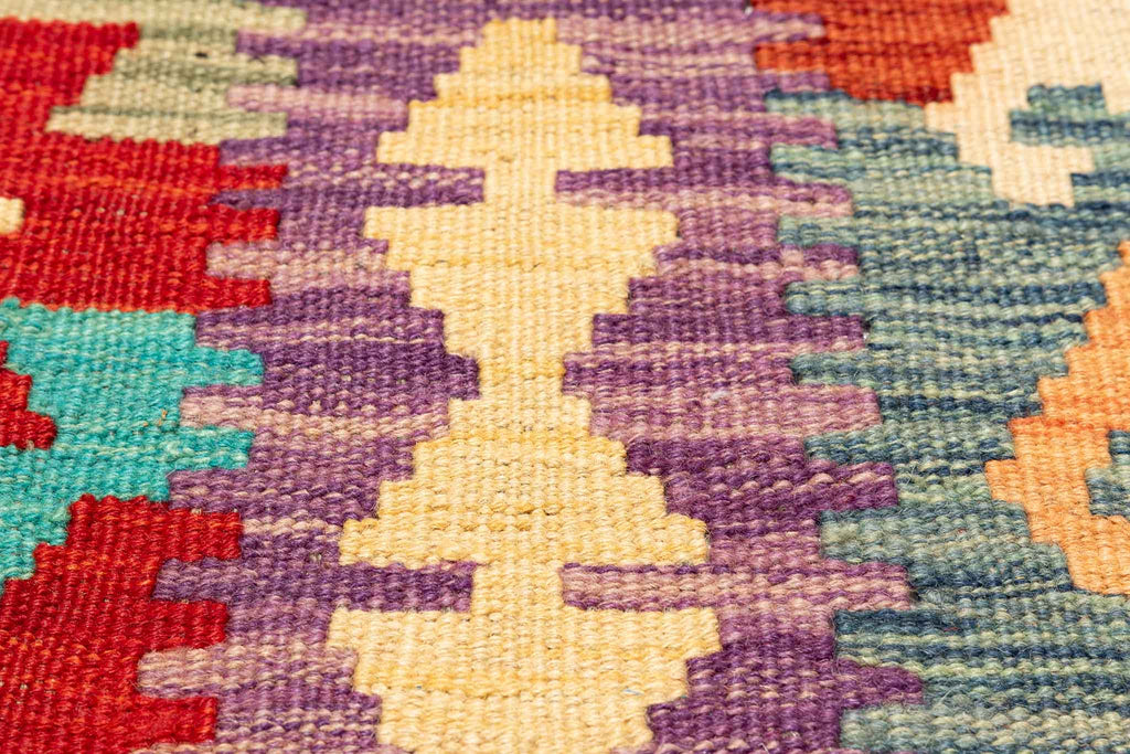 Handgewebter Kelim-Teppich aus Schurwolle, 107 × 152 cm