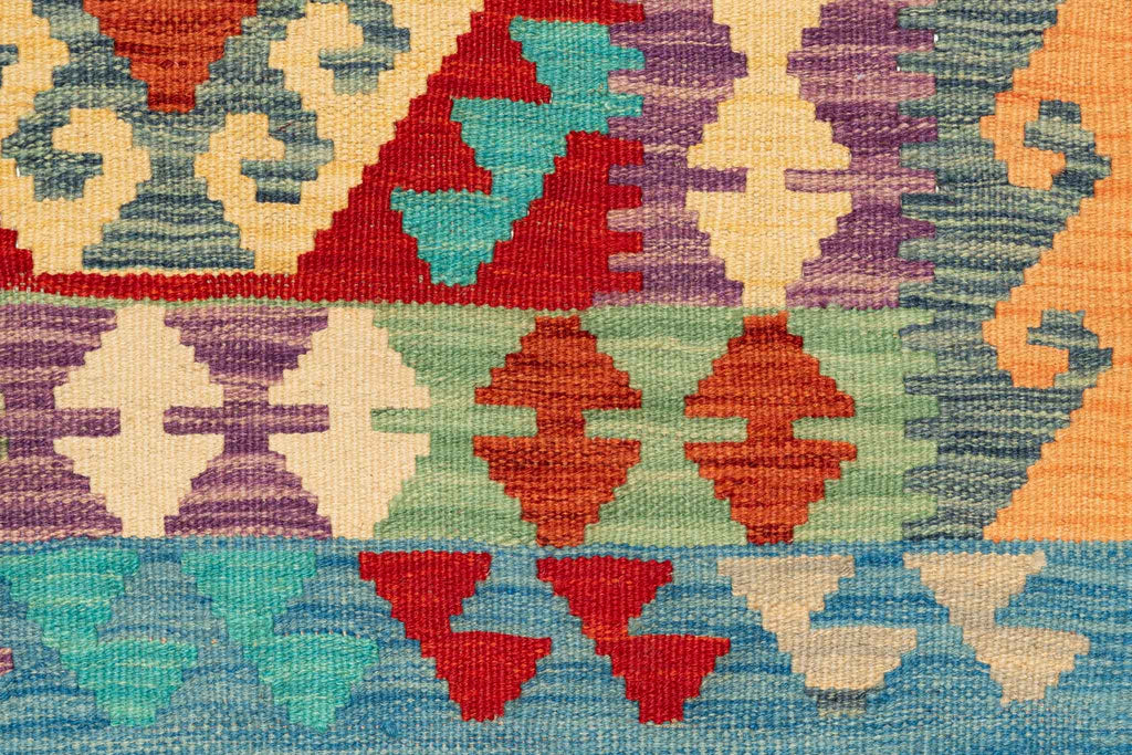 Handgewebter Kelim-Teppich aus Schurwolle, 107 × 152 cm