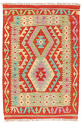 Handgewebter Kelim-Teppich aus Schurwolle, 98 × 148 cm