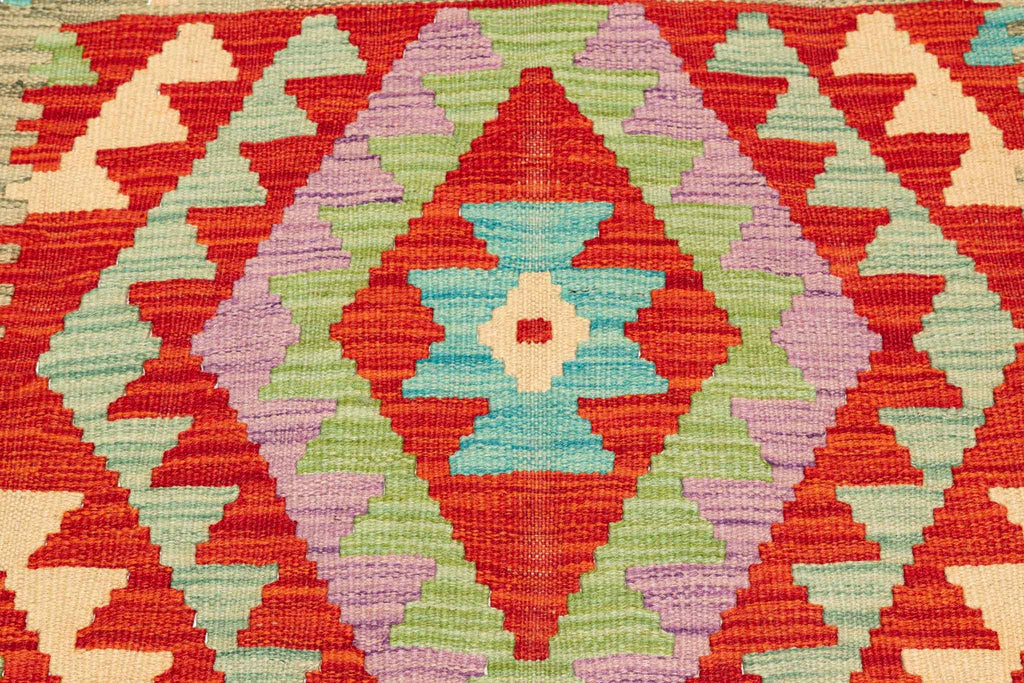 Handgewebter Kelim-Teppich aus Schurwolle, 98 × 148 cm