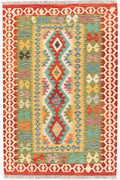 Handgewebter Kelim-Teppich aus Schurwolle, 110 × 166 cm