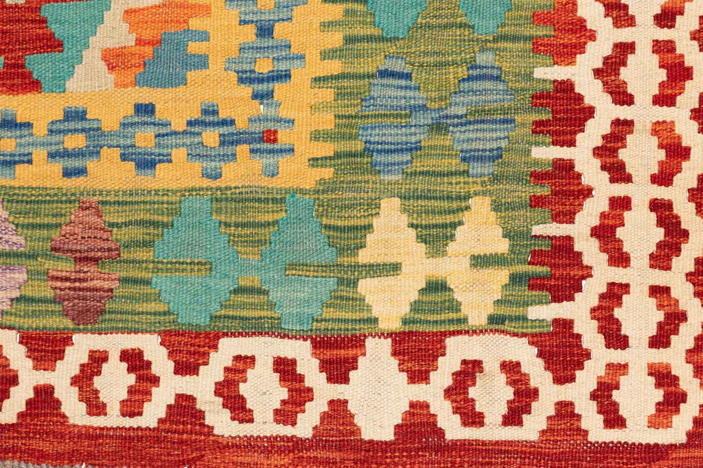 Handgewebter Kelim-Teppich aus Schurwolle, 110 × 166 cm
