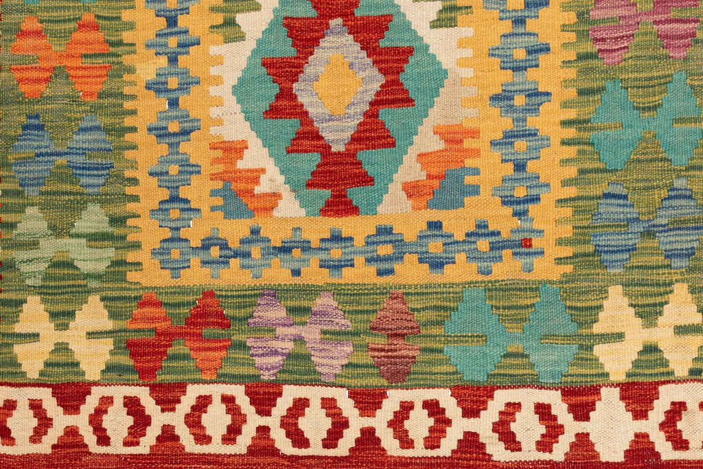Handgewebter Kelim-Teppich aus Schurwolle, 110 × 166 cm