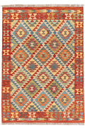 Handgewebter Kelim-Teppich aus Schurwolle, 125 × 177 cm