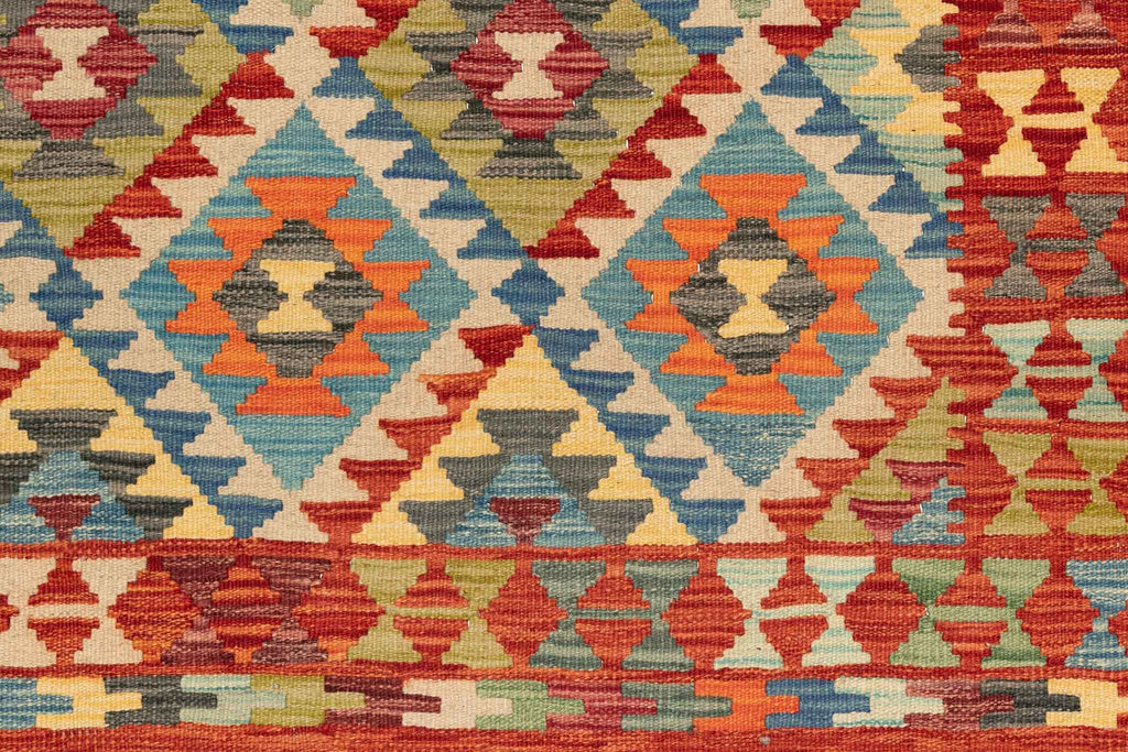 Handgewebter Kelim-Teppich aus Schurwolle, 125 × 177 cm