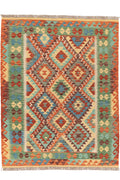 Handgewebter Kelim-Teppich aus Schurwolle, 150 × 194 cm