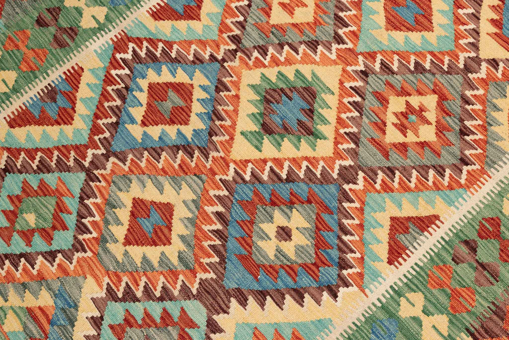 Handgewebter Kelim-Teppich aus Schurwolle, 150 × 194 cm
