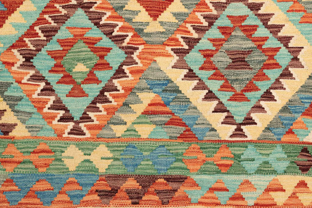 Handgewebter Kelim-Teppich aus Schurwolle, 150 × 194 cm