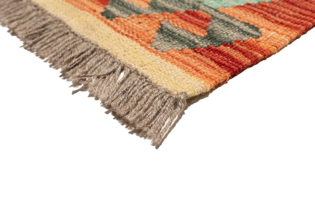 Handgewebter Kelim-Teppich aus Schurwolle, 150 × 194 cm