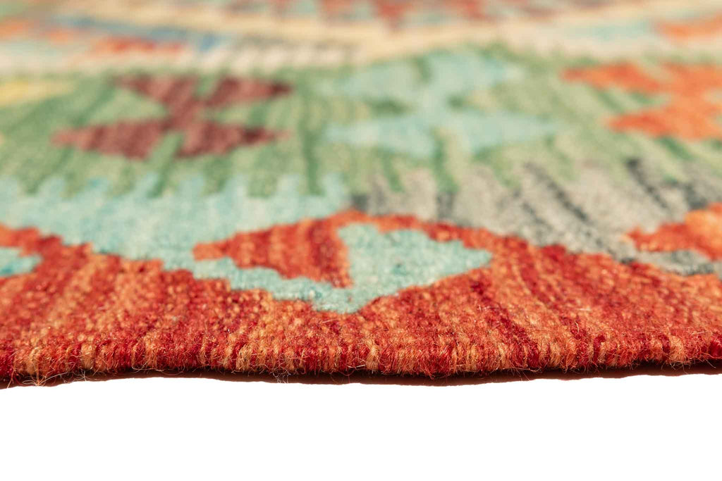 Handgewebter Kelim-Teppich aus Schurwolle, 150 × 194 cm