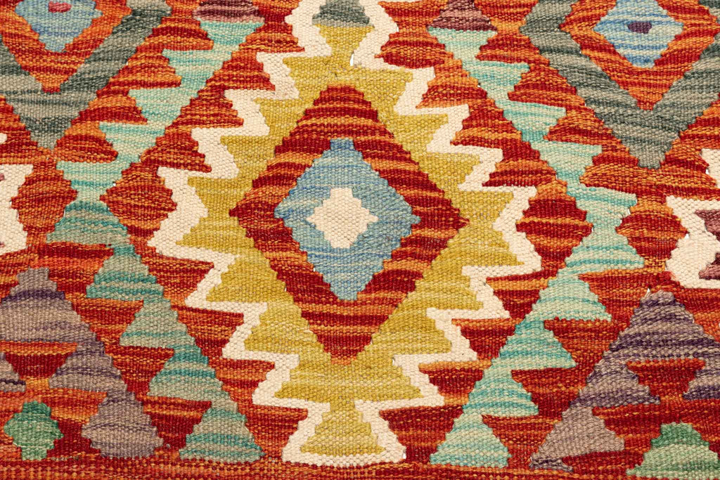 Handgewebter Kelim-Teppich aus Schurwolle, 145 × 196 cm