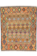 Handgewebter Kelim-Teppich aus Schurwolle, 160 × 198 cm