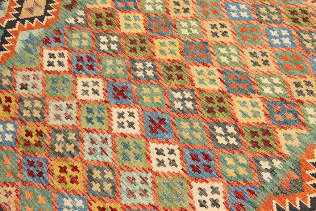 Handgewebter Kelim-Teppich aus Schurwolle, 160 × 198 cm