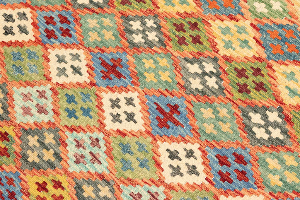 Handgewebter Kelim-Teppich aus Schurwolle, 160 × 198 cm