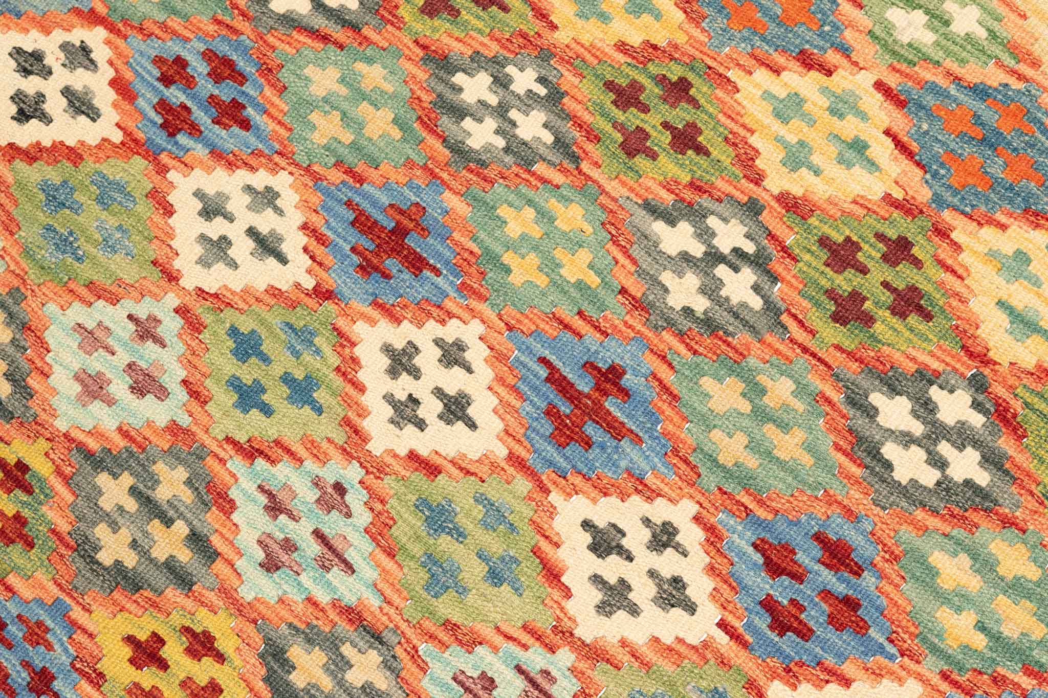 Handgewebter Kelim-Teppich aus Schurwolle, 160 × 198 cm
