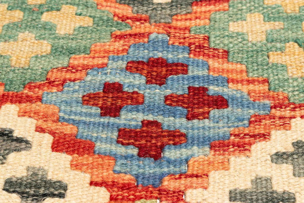 Handgewebter Kelim-Teppich aus Schurwolle, 160 × 198 cm