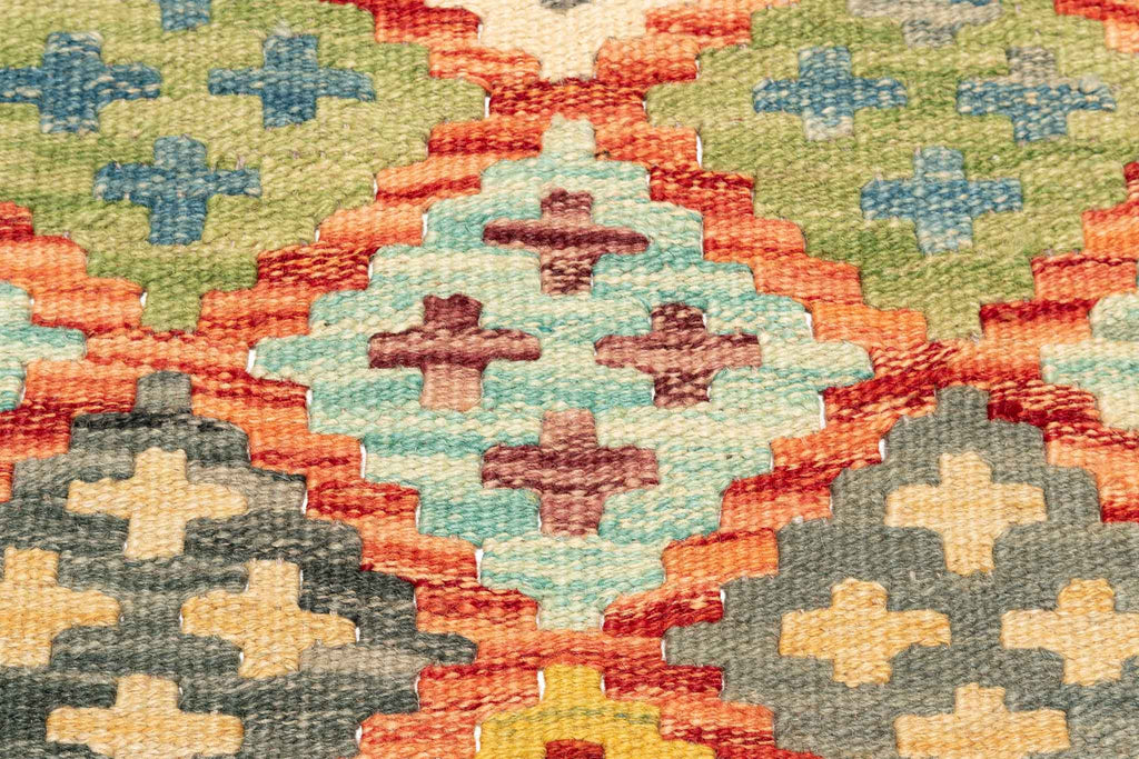 Handgewebter Kelim-Teppich aus Schurwolle, 160 × 198 cm