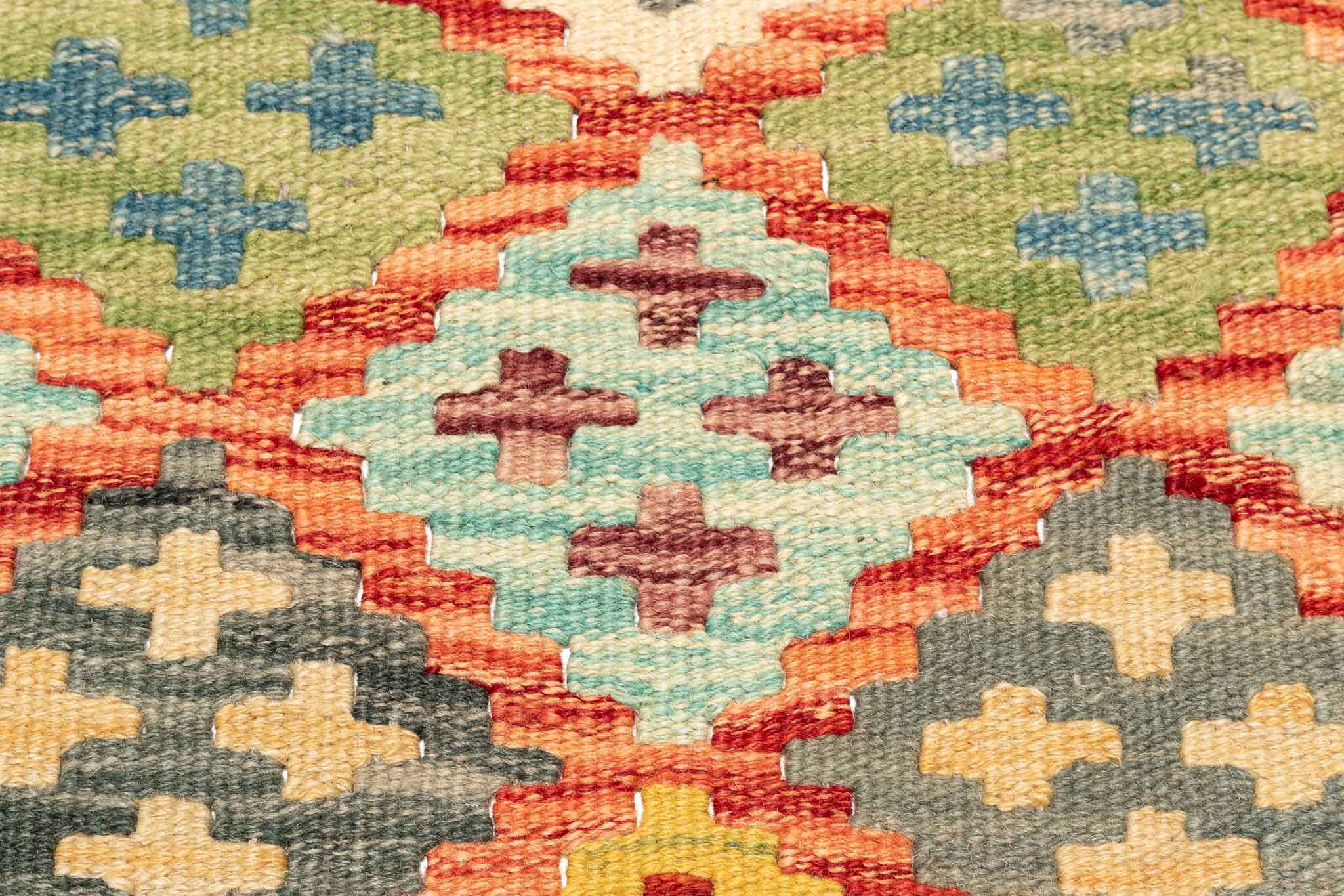 Handgewebter Kelim-Teppich aus Schurwolle, 160 × 198 cm