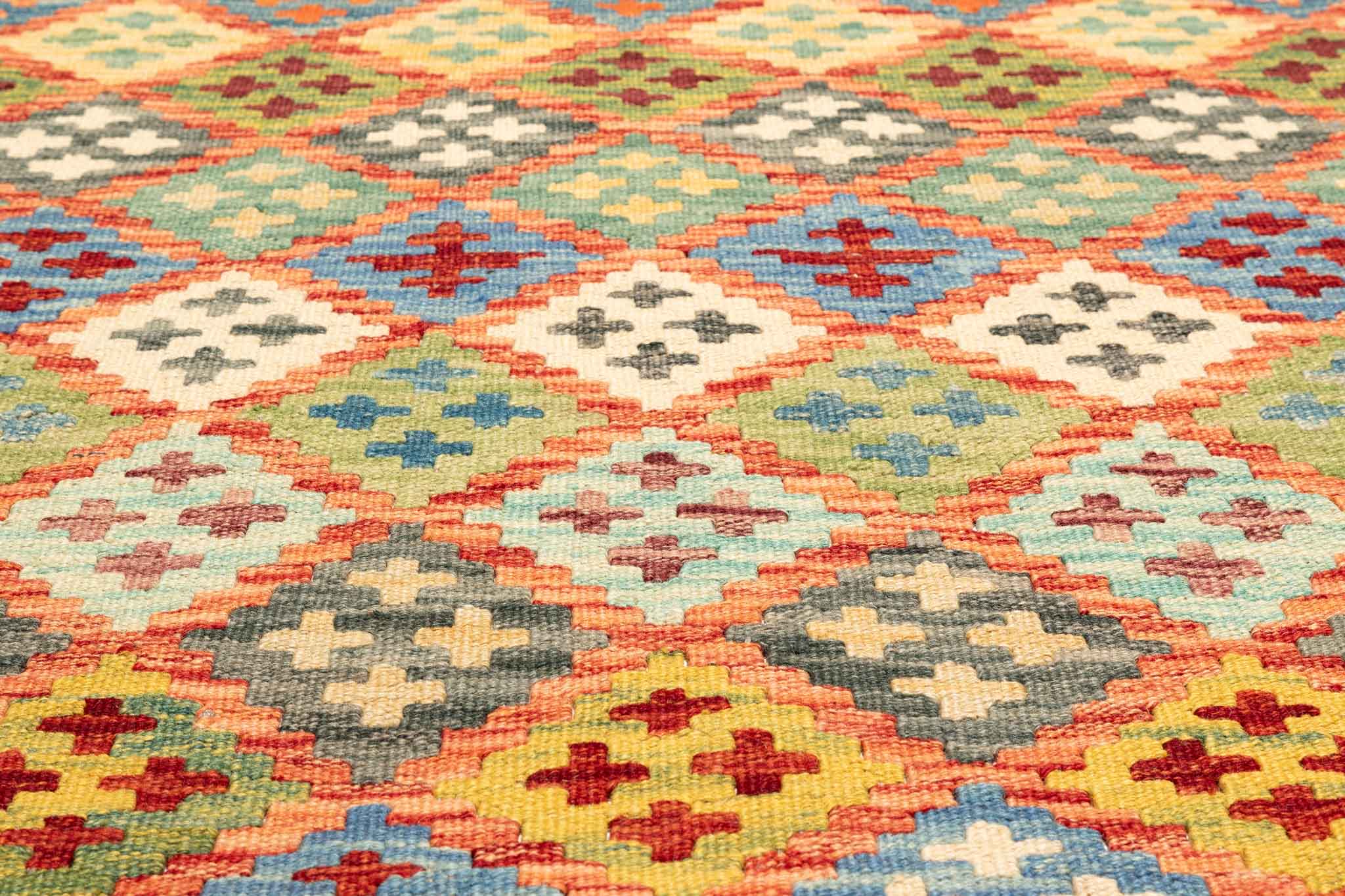 Handgewebter Kelim-Teppich aus Schurwolle, 160 × 198 cm