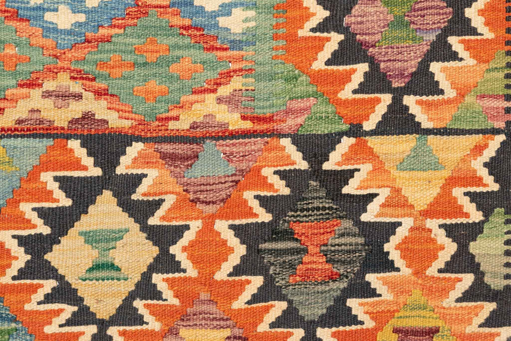 Handgewebter Kelim-Teppich aus Schurwolle, 160 × 198 cm