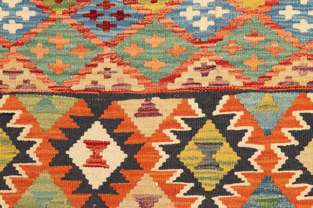 Handgewebter Kelim-Teppich aus Schurwolle, 160 × 198 cm