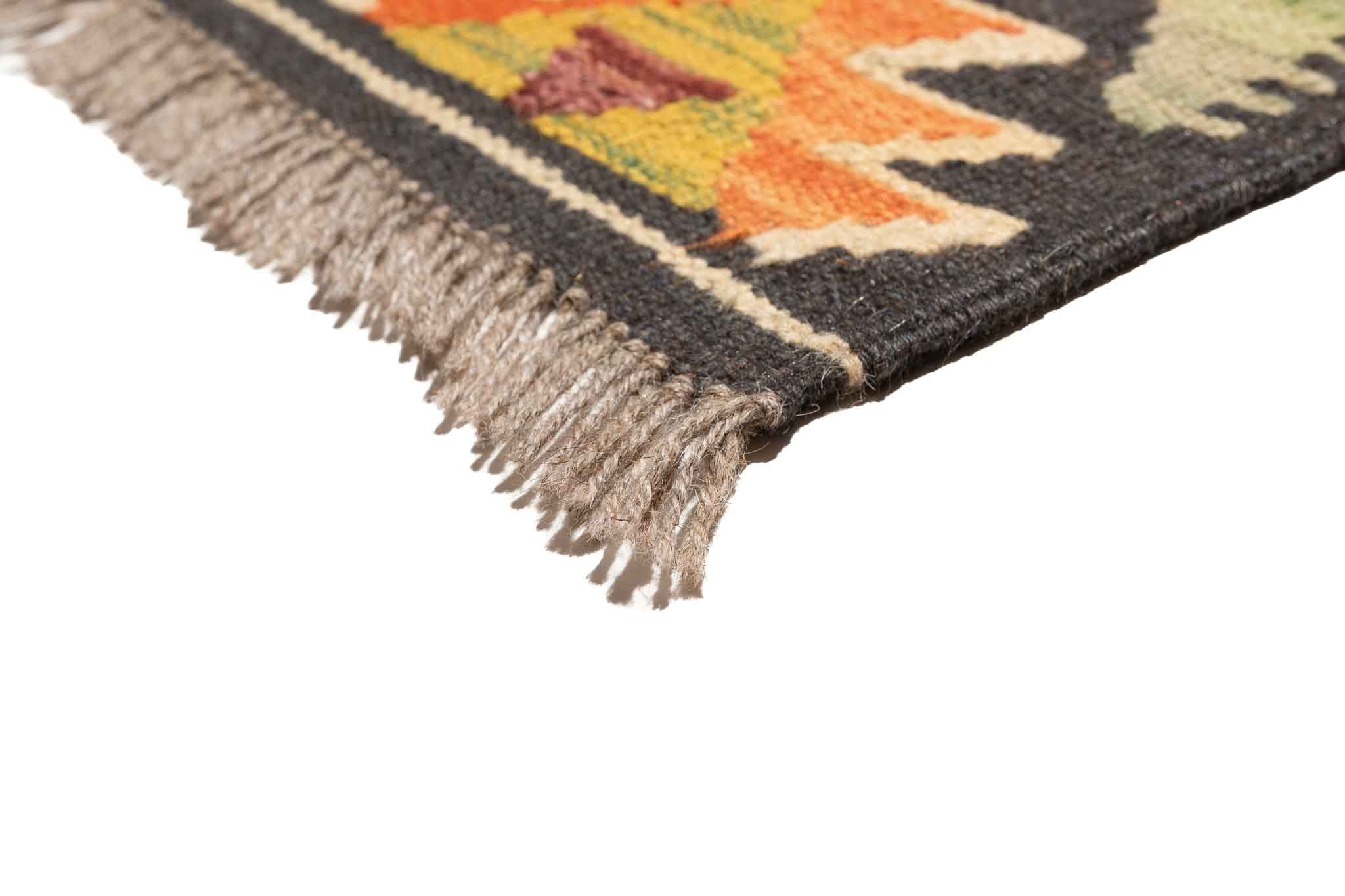 Handgewebter Kelim-Teppich aus Schurwolle, 160 × 198 cm