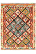 Handgewebter Kelim-Teppich aus Schurwolle, 151 × 198 cm