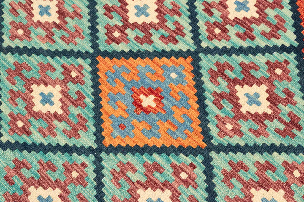 Handgewebter Kelim-Teppich aus Schurwolle, 151 × 198 cm