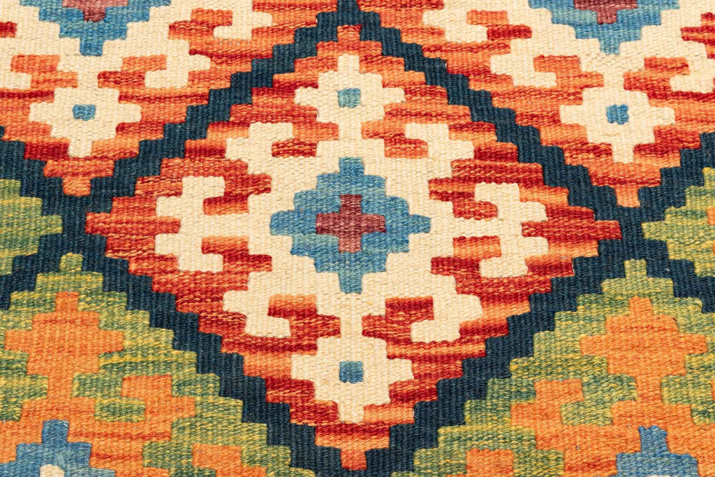 Handgewebter Kelim-Teppich aus Schurwolle, 151 × 198 cm