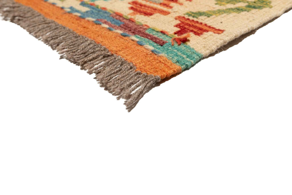 Handgewebter Kelim-Teppich aus Schurwolle, 151 × 198 cm