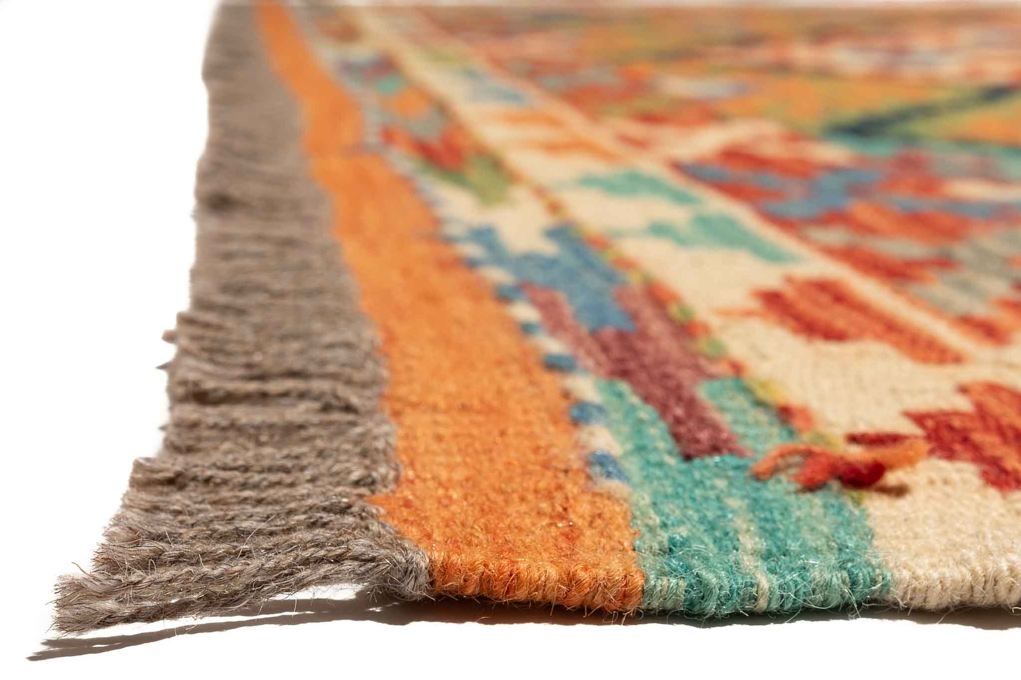 Handgewebter Kelim-Teppich aus Schurwolle, 151 × 198 cm