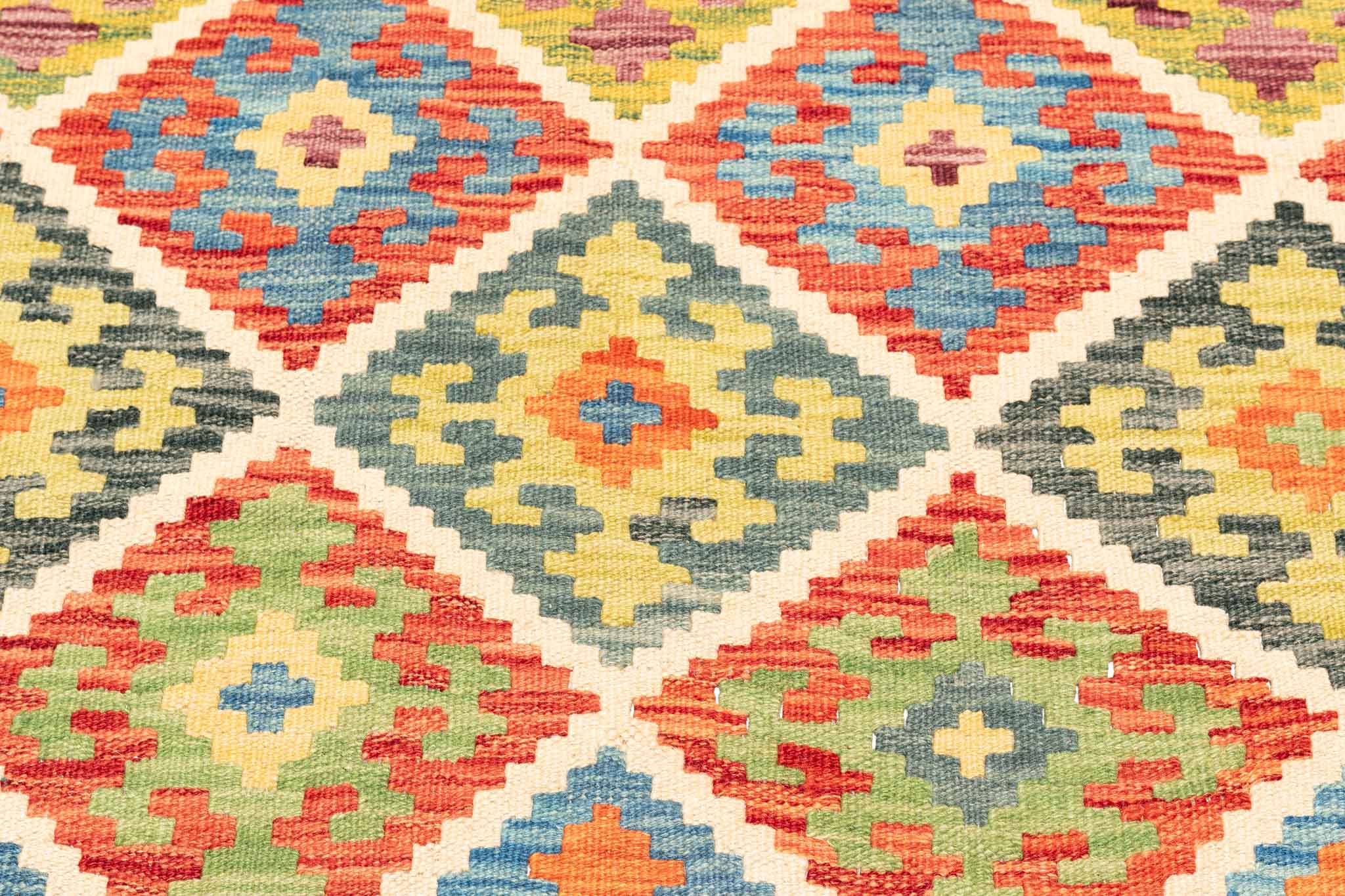 Handgewebter Kelim-Teppich aus Schurwolle, 177 × 243 cm