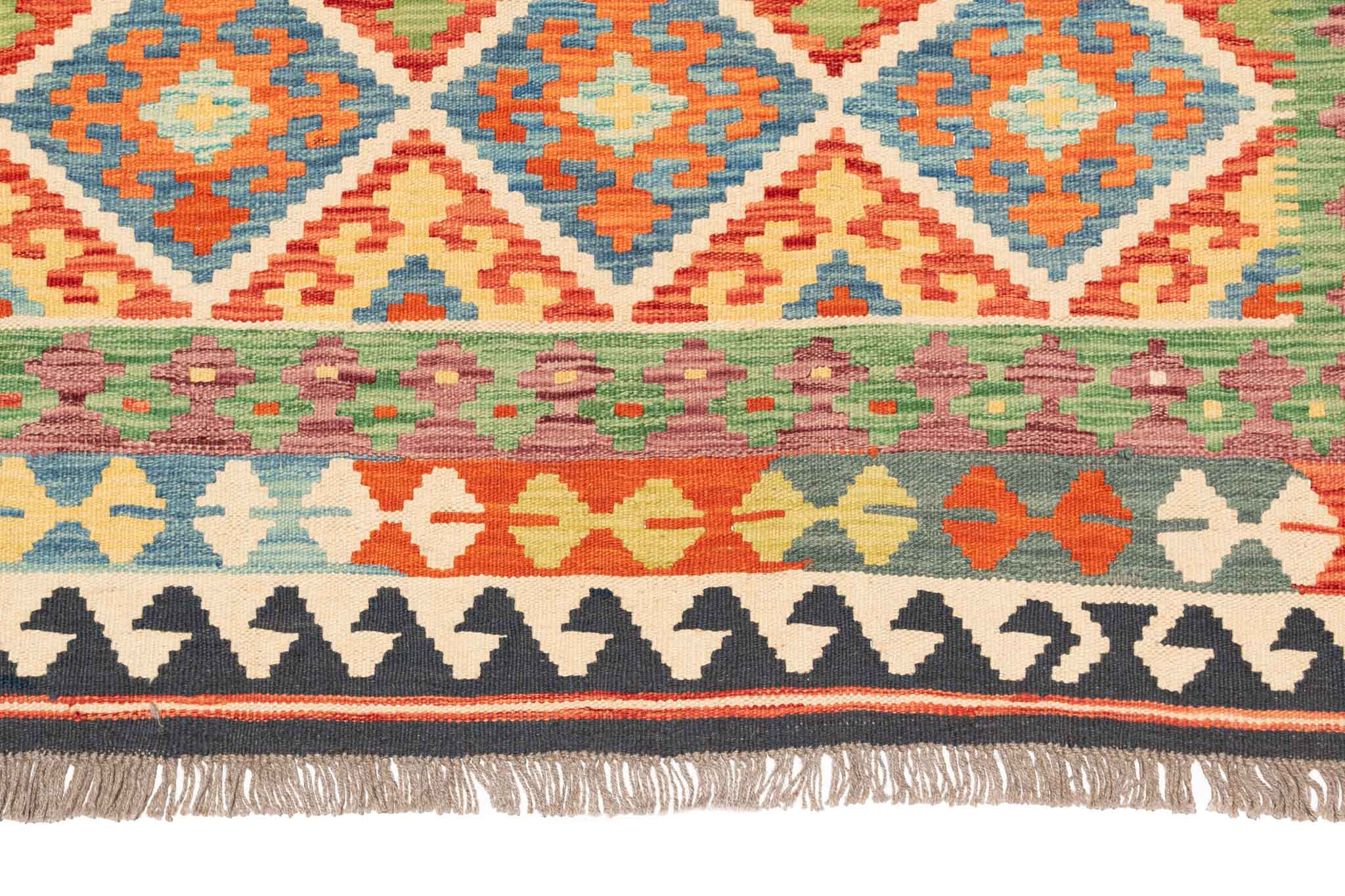 Handgewebter Kelim-Teppich aus Schurwolle, 177 × 243 cm