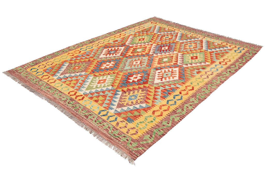 Handgewebter Kelim-Teppich aus Schurwolle, 176 × 242 cm